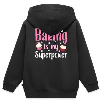 Backen Bäcker Bäckerin - Kinder Premium Organic Zip Hoodie - Schwarz - Hinten - AI Model Kid Male (0cm)