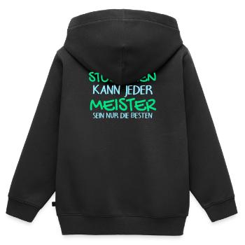 Studieren Kann Jeder - Meister Meisterprüfung - Kinder Premium Organic Zip Hoodie - Schwarz - Hinten - AI Model Kid Male (0cm)