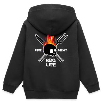 Barbecue BBQ Life Skull Geschenkküche - Kinder Premium Organic Zip Hoodie - Schwarz - Hinten - AI Model Kid Male (0cm)