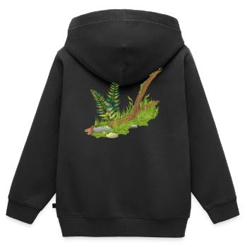 un morceau de branche de la mer en forêt - Sweat Premium à capuche zippé enfant bio - noir - Dos - AI Model Kid Male (0cm)