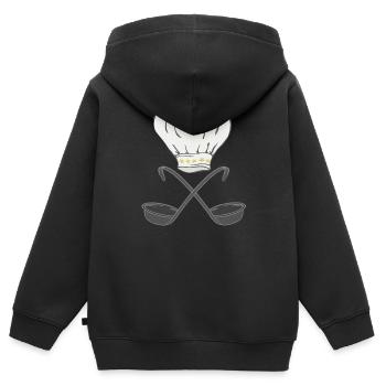 Toque de chef avec louches à soupe, cuisson - Sweat Premium à capuche zippé enfant bio - noir - Dos - AI Model Kid Male (0cm)