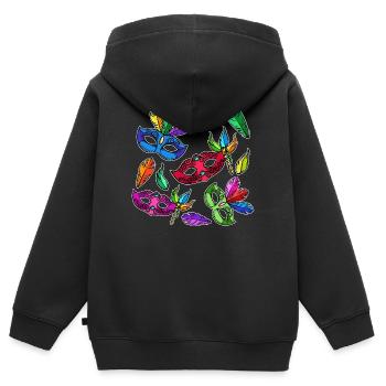 Costumes carnaval carnaval de carnaval - Sweat Premium à capuche zippé enfant bio - noir - Dos - AI Model Kid Male (0cm)