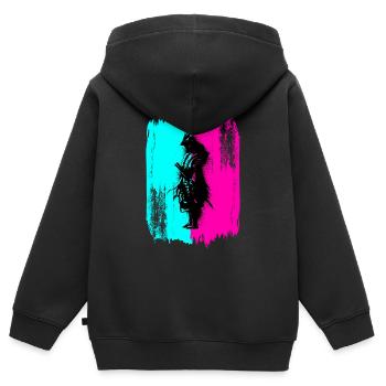 Samurai Silhouette Japan Krieger Schwarz Kunst - Kinder Premium Organic Zip Hoodie - Schwarz - Hinten - AI Model Kid Male (0cm)