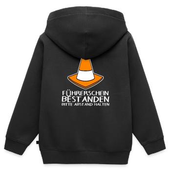Führerschein Bestanden - Kinder Premium Organic Zip Hoodie - Schwarz - Hinten - AI Model Kid Male (0cm)