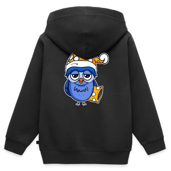 Le lève-tôt Hibou Dormir - Sweat Premium à capuche zippé enfant bio - noir - Dos - AI Model Kid Male (0cm)