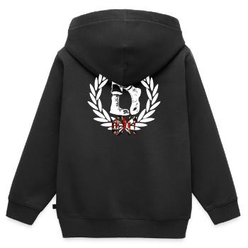 UK Boots Lorbeer Flaggenstil Oi! Skinhead - Kinder Premium Organic Zip Hoodie - Schwarz - Hinten - AI Model Kid Male (0cm)