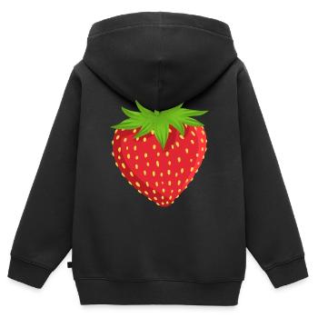 Erdbeere Obst - Kinder Premium Organic Zip Hoodie - Schwarz - Hinten - AI Model Kid Male (0cm)