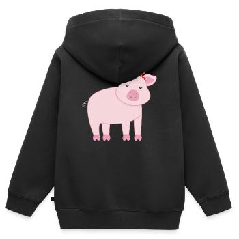 Schwein Schweine - Kinder Premium Organic Zip Hoodie - Schwarz - Hinten - AI Model Kid Male (0cm)