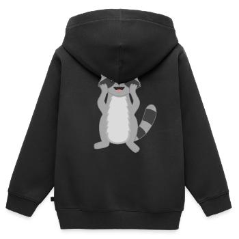 Waschbär Waschbären - Kinder Premium Organic Zip Hoodie - Schwarz - Hinten - AI Model Kid Male (0cm)
