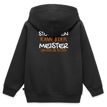 Studieren Kann Jeder - Meister Meisterprüfung - Kinder Premium Organic Zip Hoodie - Schwarz - Hinten - AI Model Kid Male (0cm)