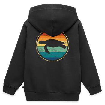 Schildkröte Meeresschildkröte - Kinder Premium Organic Zip Hoodie - Schwarz - Hinten - AI Model Kid Male (0cm)