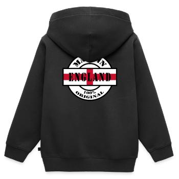 MADE IN ENGLAND, Royaume-Uni, Royaume-Uni, Royaume-Uni - Sweat Premium à capuche zippé enfant bio - noir - Dos - AI Model Kid Male (0cm)