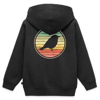 oiseaux oiseaux - Sweat Premium à capuche zippé enfant bio - noir - Dos - AI Model Kid Male (0cm)