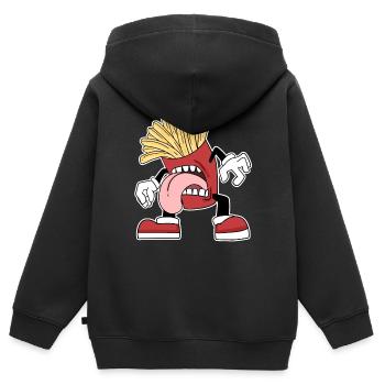 Pommes - Kinder Premium Organic Zip Hoodie - Schwarz - Hinten - AI Model Kid Male (0cm)