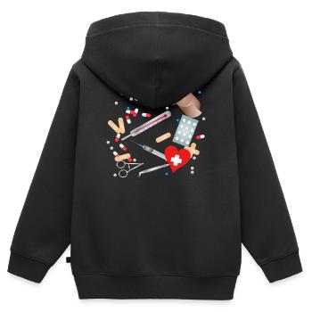 First aid kit, first aid kit or medicine cabinet - Kids Premium Organic Zip-up Hoodie - black - Back - AI Model Kid Male (0cm)