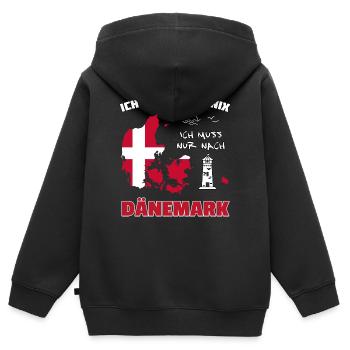 Dänemark Reisetraum mit Leuchtturm - Kinder Premium Organic Zip Hoodie - Schwarz - Hinten - AI Model Kid Male (0cm)