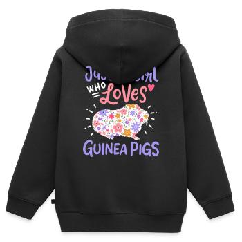 Meerschweinchen Meerschweinchen-Liebhaber - Kinder Premium Organic Zip Hoodie - Schwarz - Hinten - AI Model Kid Male (0cm)