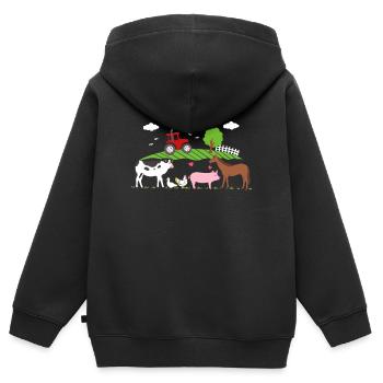 Bauernhof Traktor Nutztiere - Kinder Premium Organic Zip Hoodie - Schwarz - Hinten - AI Model Kid Male (0cm)