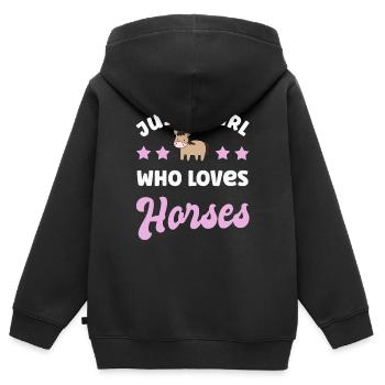 Cheval chevaux - Sweat Premium à capuche zippé enfant bio - noir - Dos - AI Model Kid Male (0cm)