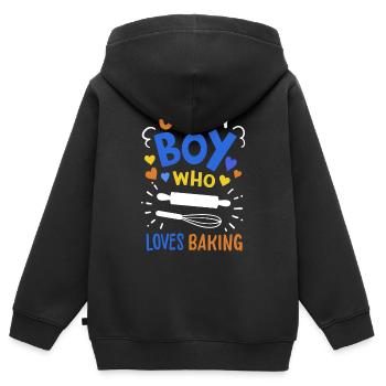 Backen Bäcker Hobbybäcker - Kinder Premium Organic Zip Hoodie - Schwarz - Hinten - AI Model Kid Male (0cm)
