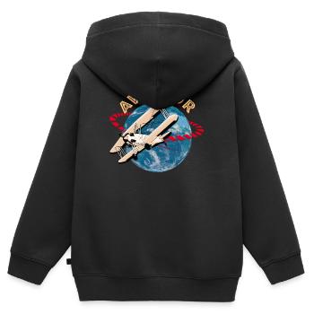 Pilot von Flugzeugen - Kinder Premium Organic Zip Hoodie - Schwarz - Hinten - AI Model Kid Male (0cm)