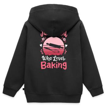 Backen Bäcker Retro - Kinder Premium Organic Zip Hoodie - Schwarz - Hinten - AI Model Kid Male (0cm)