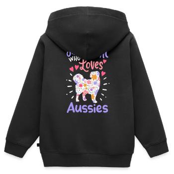 Australian Shepherd - Kinder Premium Organic Zip Hoodie - Schwarz - Hinten - AI Model Kid Male (0cm)