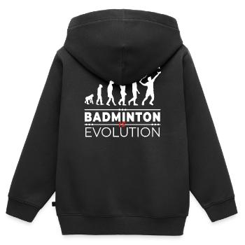 Badminton is evolution - Message Humour Parodie - Kids Premium Organic Zip-up Hoodie - black - Back - AI Model Kid Male (0cm)
