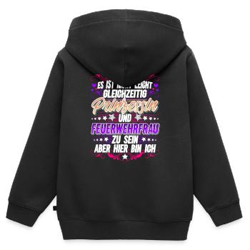 Feuerwehrfrau Feuerwehr - Kinder Premium Organic Zip Hoodie - Schwarz - Hinten - AI Model Kid Male (0cm)