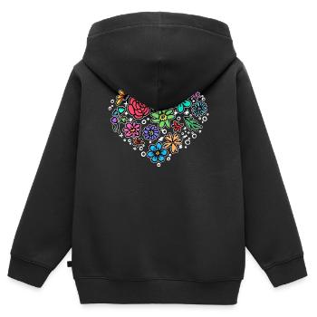 Natur Herz Blühen - Kinder Premium Organic Zip Hoodie - Schwarz - Hinten - AI Model Kid Male (0cm)