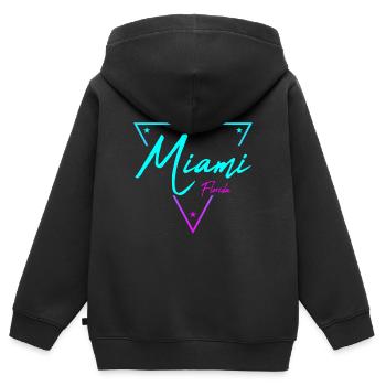 Miami Neon Schrift Verlauf - Kinder Premium Organic Zip Hoodie - Schwarz - Hinten - AI Model Kid Male (0cm)