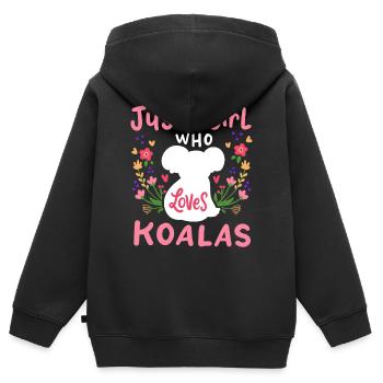 Koala Koala-Liebhaber - Kinder Premium Organic Zip Hoodie - Schwarz - Hinten - AI Model Kid Male (0cm)