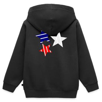 STAR. STARS. STAR. STARS. FEAST. ANNIVERSARY - Kids Premium Organic Zip-up Hoodie - black - Back - AI Model Kid Male (0cm)