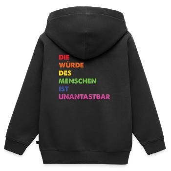 Menschenrechte Regenbogen Grundgesetz - Kinder Premium Organic Zip Hoodie - Schwarz - Hinten - AI Model Kid Male (0cm)