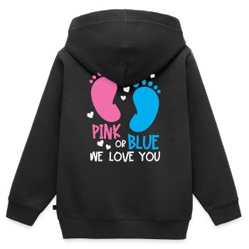 Gender Reveal Party - Kinder Premium Organic Zip Hoodie - Schwarz - Hinten - AI Model Kid Male (0cm)