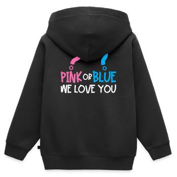 Gender Reveal Party - Kinder Premium Organic Zip Hoodie - Schwarz - Hinten - AI Model Kid Male (0cm)
