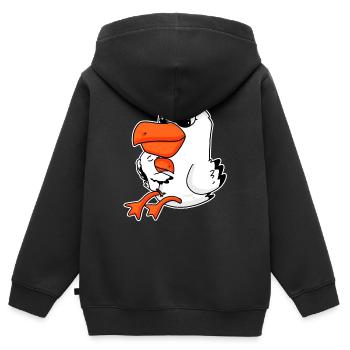 Famille de mouette - Mouette avec bébé - Mouette avec enfant - Sweat Premium à capuche zippé enfant bio - noir - Dos - AI Model Kid Male (0cm)