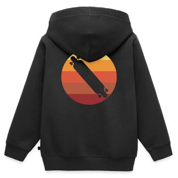 Longboarden Longboard Vintage - Kinder Premium Organic Zip Hoodie - Schwarz - Hinten - AI Model Kid Male (0cm)