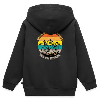 Warum ich ohne Akku fahre weil ich es kann - Kinder Premium Organic Zip Hoodie - Schwarz - Hinten - AI Model Kid Male (0cm)