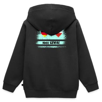 Allemagne et Chili 100 % Genial / Cadeau - Sweat Premium à capuche zippé enfant bio - noir - Dos - AI Model Kid Male (0cm)