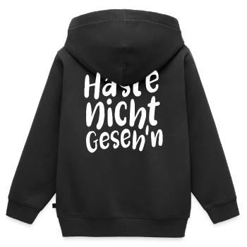 Haste nicht gesehen - Redewendung - Lustiger Spruc - Kinder Premium Organic Zip Hoodie - Schwarz - Hinten - AI Model Kid Male (0cm)