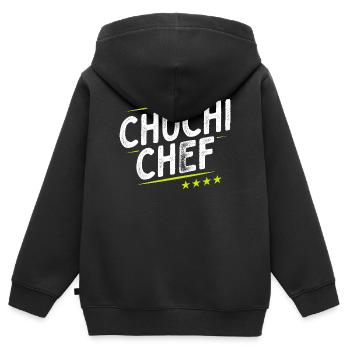 Küchenchef - Chuchi Chef - Schweizerdeutsch - Kinder Premium Organic Zip Hoodie - Schwarz - Hinten - AI Model Kid Male (0cm)