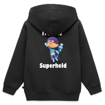 Erster Schultag Kinder Schulkind Geschenk Held - Kinder Premium Organic Zip Hoodie - Schwarz - Hinten - AI Model Kid Male (0cm)