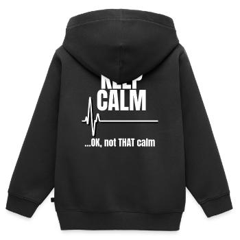 Ruhig nicht so ruhig, Cardio-Humor - Kinder Premium Organic Zip Hoodie - Schwarz - Hinten - AI Model Kid Male (0cm)