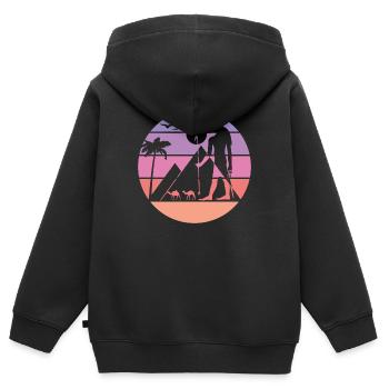 Mythical Silhouette - Anubis - Kids Premium Organic Zip-up Hoodie - black - Back - AI Model Kid Male (0cm)