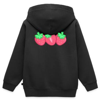 Erdbeeren - Kinder Premium Organic Zip Hoodie - Schwarz - Hinten - AI Model Kid Male (0cm)