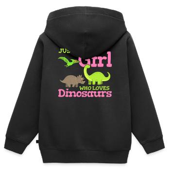 Dinosaurier Dinosaurier-Liebhaber - Kinder Premium Organic Zip Hoodie - Schwarz - Hinten - AI Model Kid Male (0cm)