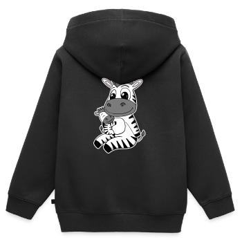 Zebra Familie - Zebra met Baby - Zebra - Kinder Premium zip hoodie biologisch - zwart - Achter - AI Model Kid Male (0cm)