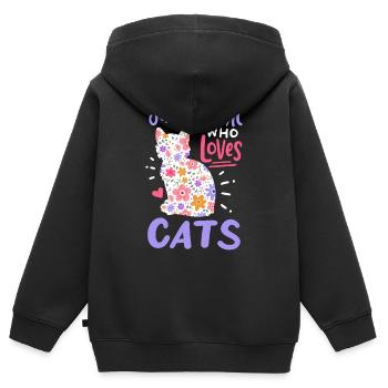 Katzen Katzenliebhaber - Kinder Premium Organic Zip Hoodie - Schwarz - Hinten - AI Model Kid Male (0cm)