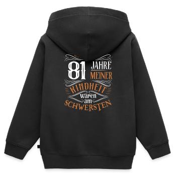 81. Geburtstag Kindheit Lustig - Kinder Premium Organic Zip Hoodie - Schwarz - Hinten - AI Model Kid Male (0cm)